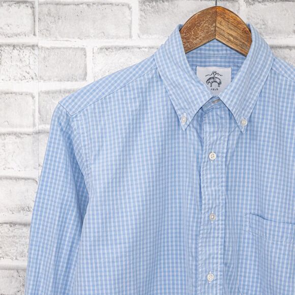Brooks Brothers Black Fleece by Thom Browne Button Down Shirt Blue check fits M - Picture 5 of 6